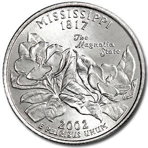 Mississippi State Quarter Coin Lapel Pin Uncirculated U.S. Quarter 2002 Tie Pin