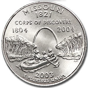 Missouri State Quarter Coin Lapel Pin Uncirculated U.S. Quarter 2003 Tie Pin