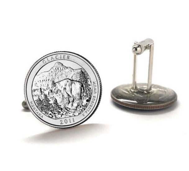 Glacier National Park Coin Cufflinks Uncirculated U.S. Quarter 2011 Cuff Links