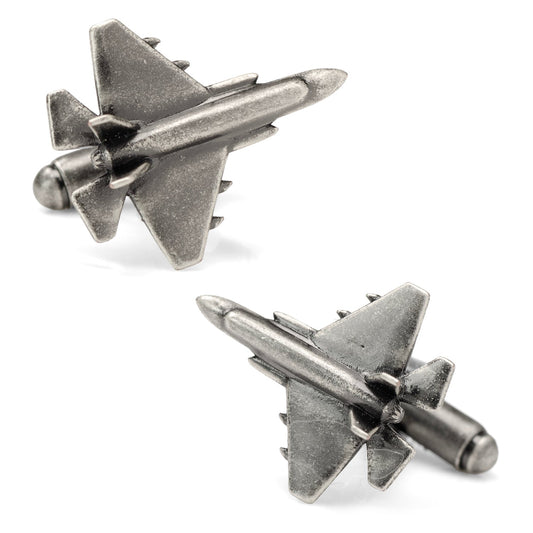 3D military jet cufflinks – silver-tone aviation-inspired men’s accessories
