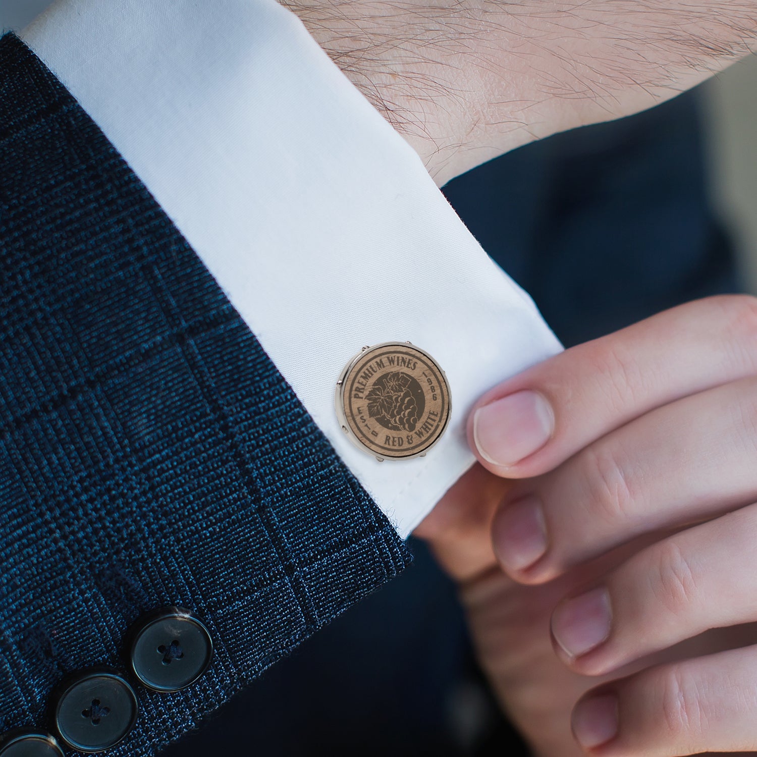 Silver-tone wine barrel cufflinks – perfect for wine lovers and tastings