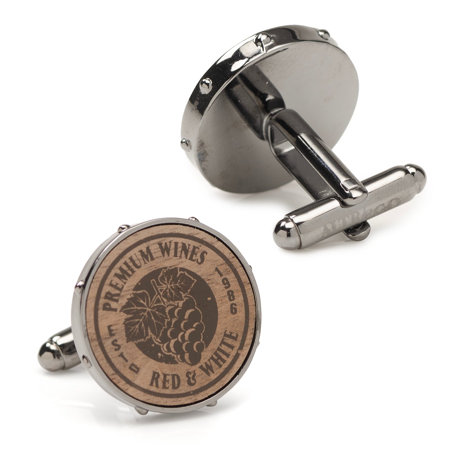 Silver-tone wine barrel cufflinks – perfect for wine lovers and tastings