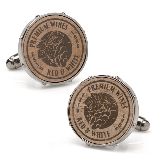 Silver-tone wine barrel cufflinks – perfect for wine lovers and tastings