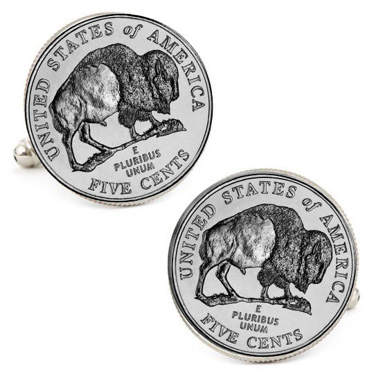 Uncirculated Buffalo Nickels Cufflinks 2005 Minted in the US Westward Journey Series Gift for Dad America Frontier Cuff Links American Bison