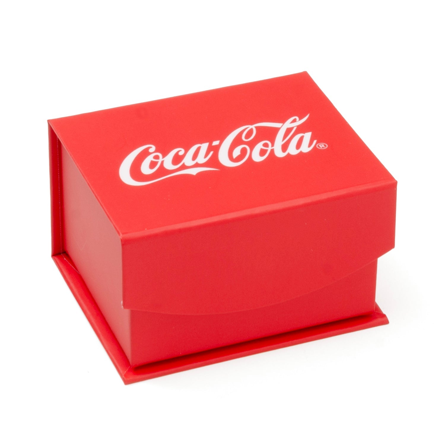 Red box with Coca-Cola logo on a white background