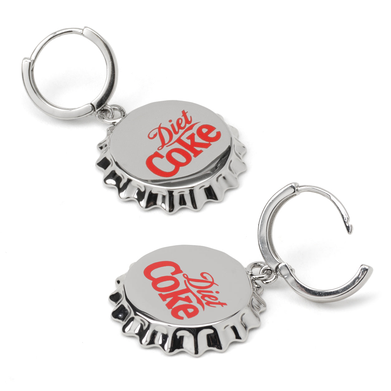 Red and silver Diet Coke dangle earrings – nostalgic pop culture design