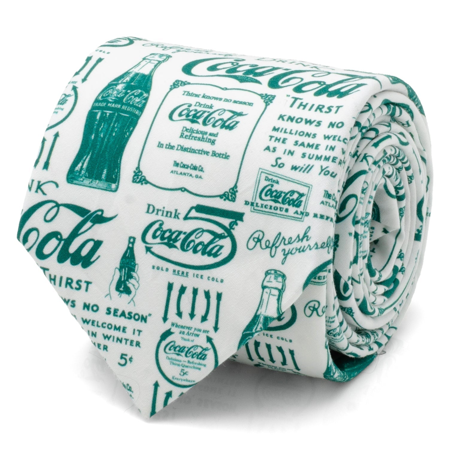 Coca-Cola branded tie with vintage design on a white background