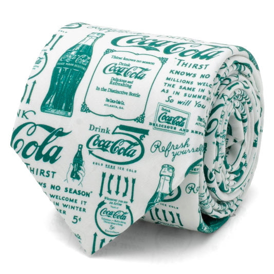 Coca-Cola branded tie with vintage design on a white background
