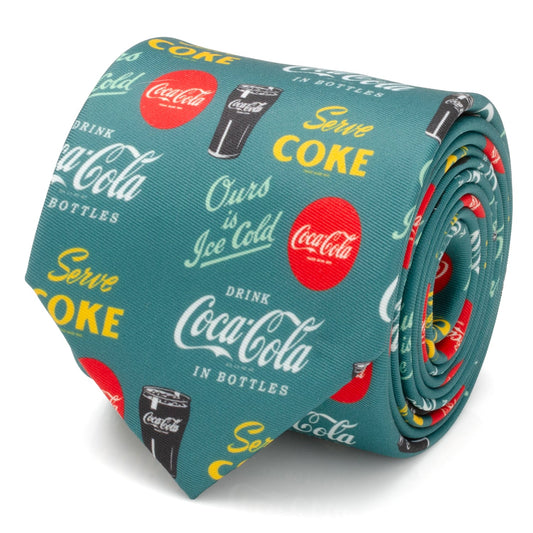 Coca-Cola branded tie with vintage design on a white background