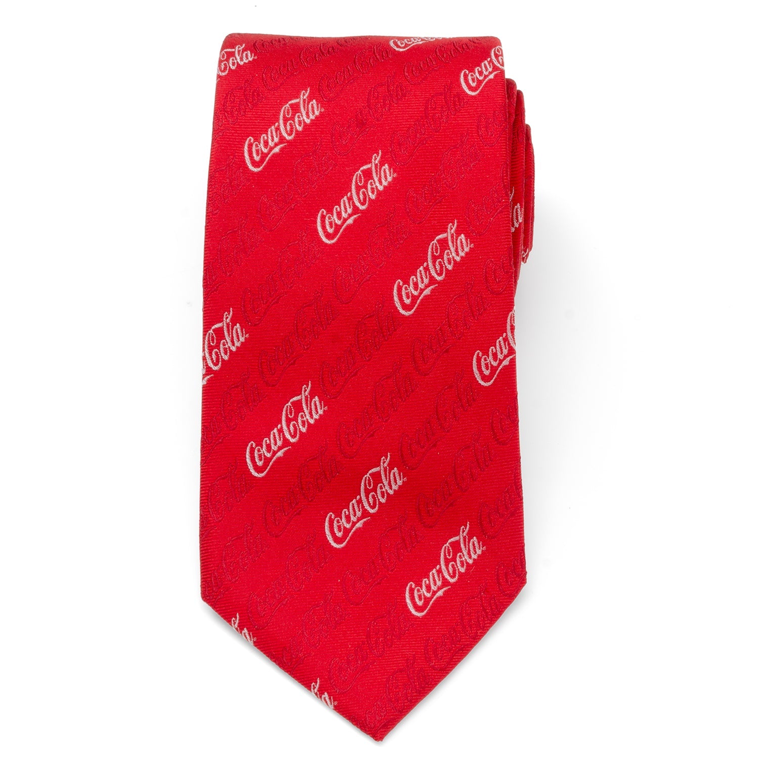 Red Coca-Cola tie on a white background