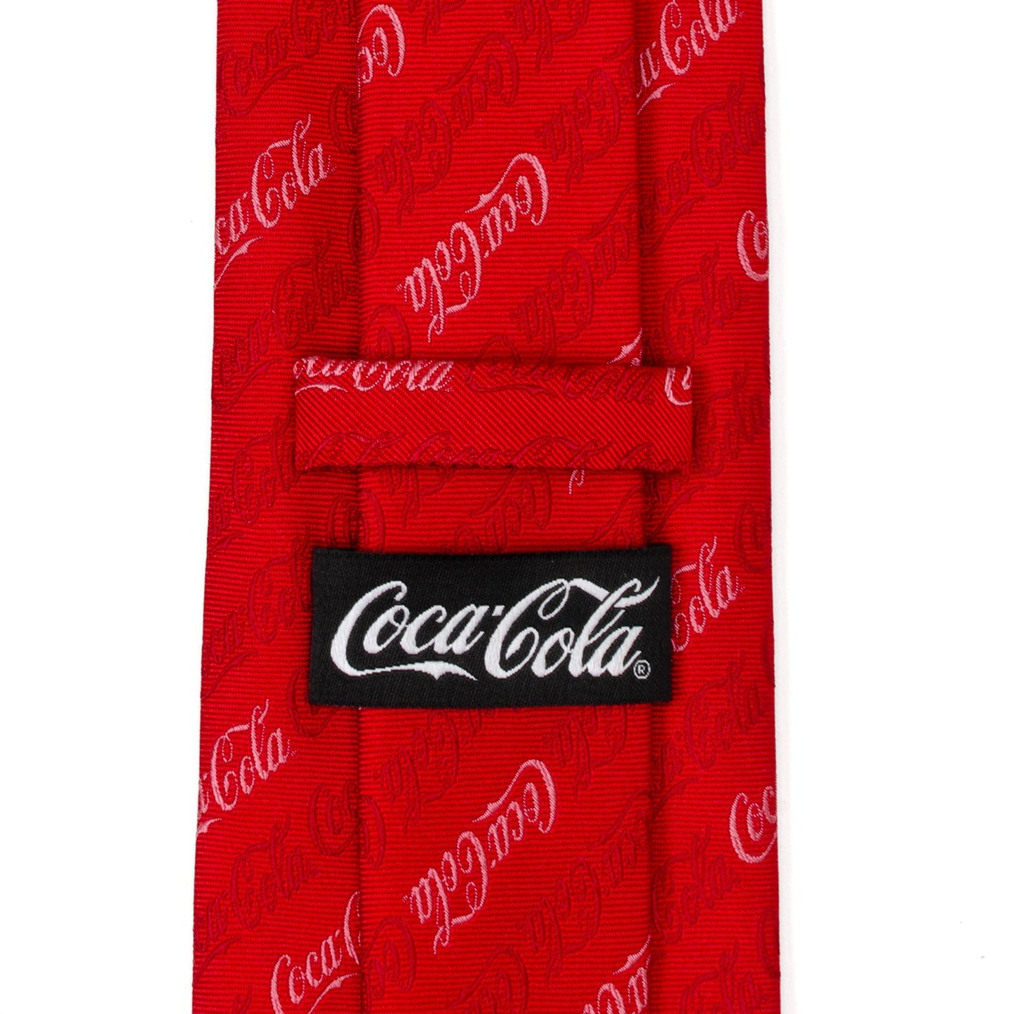 Red necktie with Coca-Cola logo on a white background