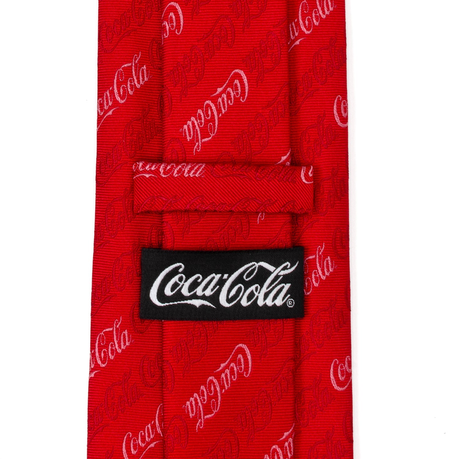 Red necktie with Coca-Cola logo on a white background