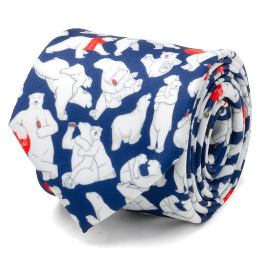 Coca-Cola Polar Bear navy blue men’s tie with red scarf design