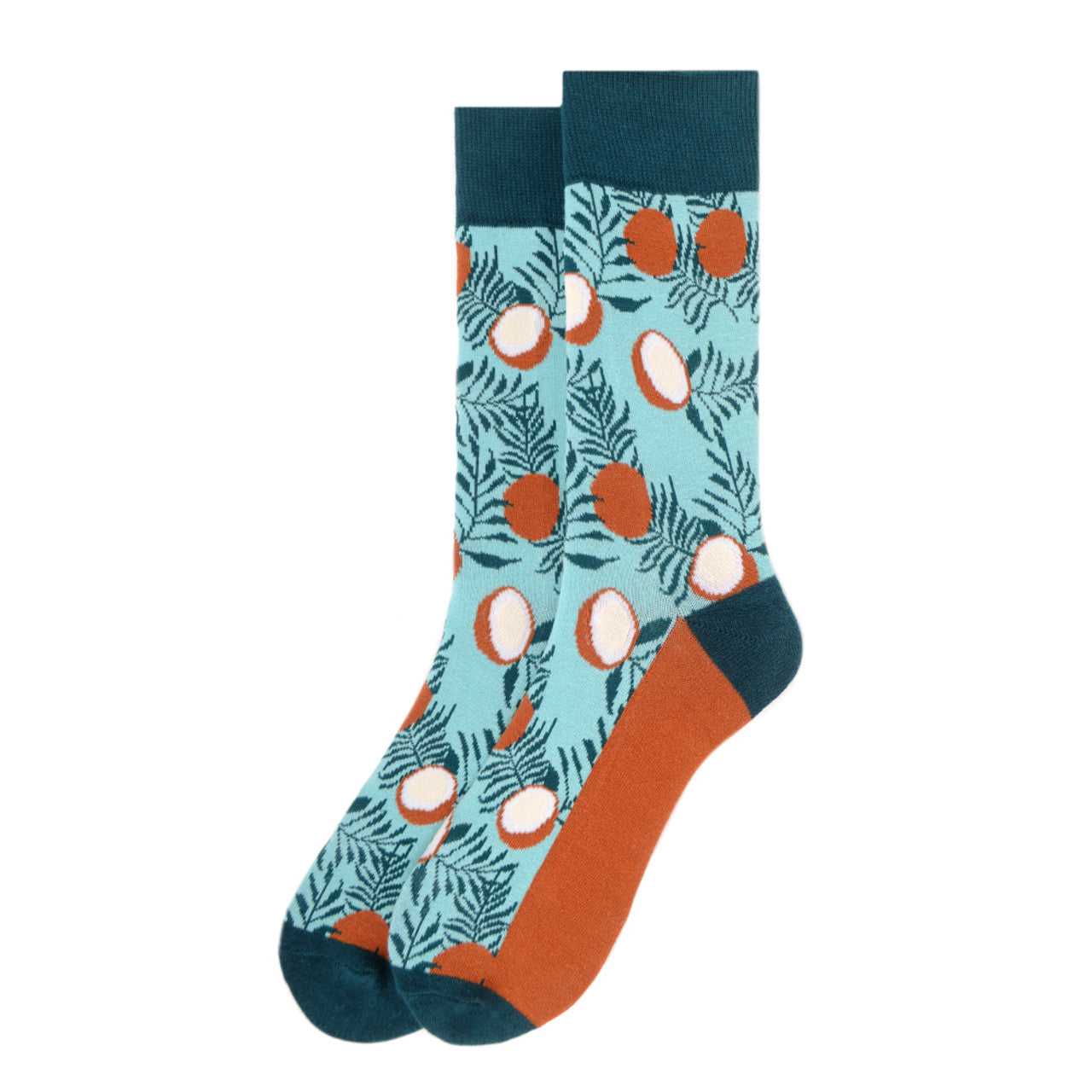 Going Coconuts Socks Fun Crazy Tropical Island Socks Novelty Crew Socks Cool Coconut Days