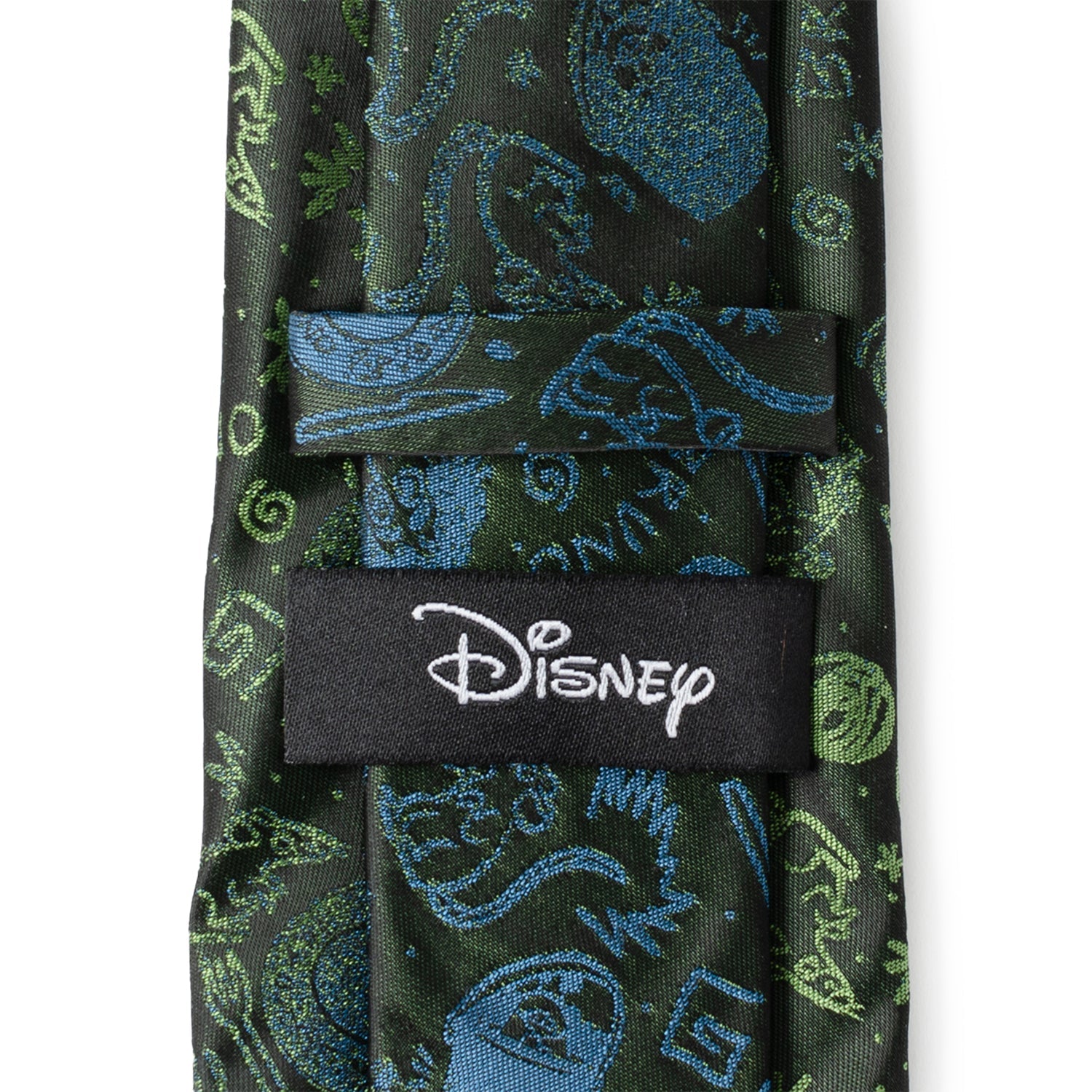 Green and blue patterned tie with Disney logo on a white background