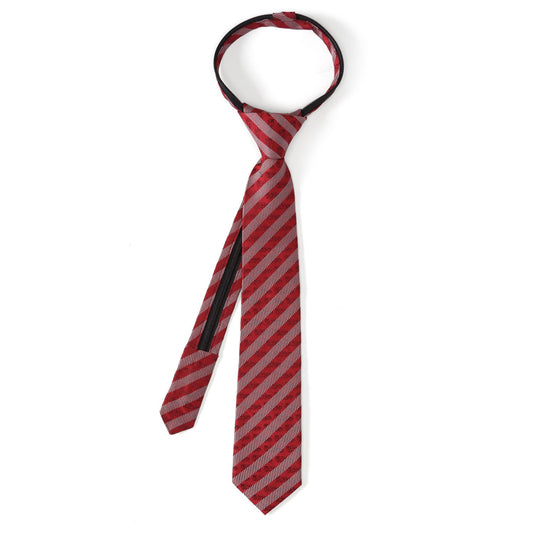 Disney Pixar Cars Lightning McQueen red and white striped zipper tie for boys, 100% silk, officially licensed.