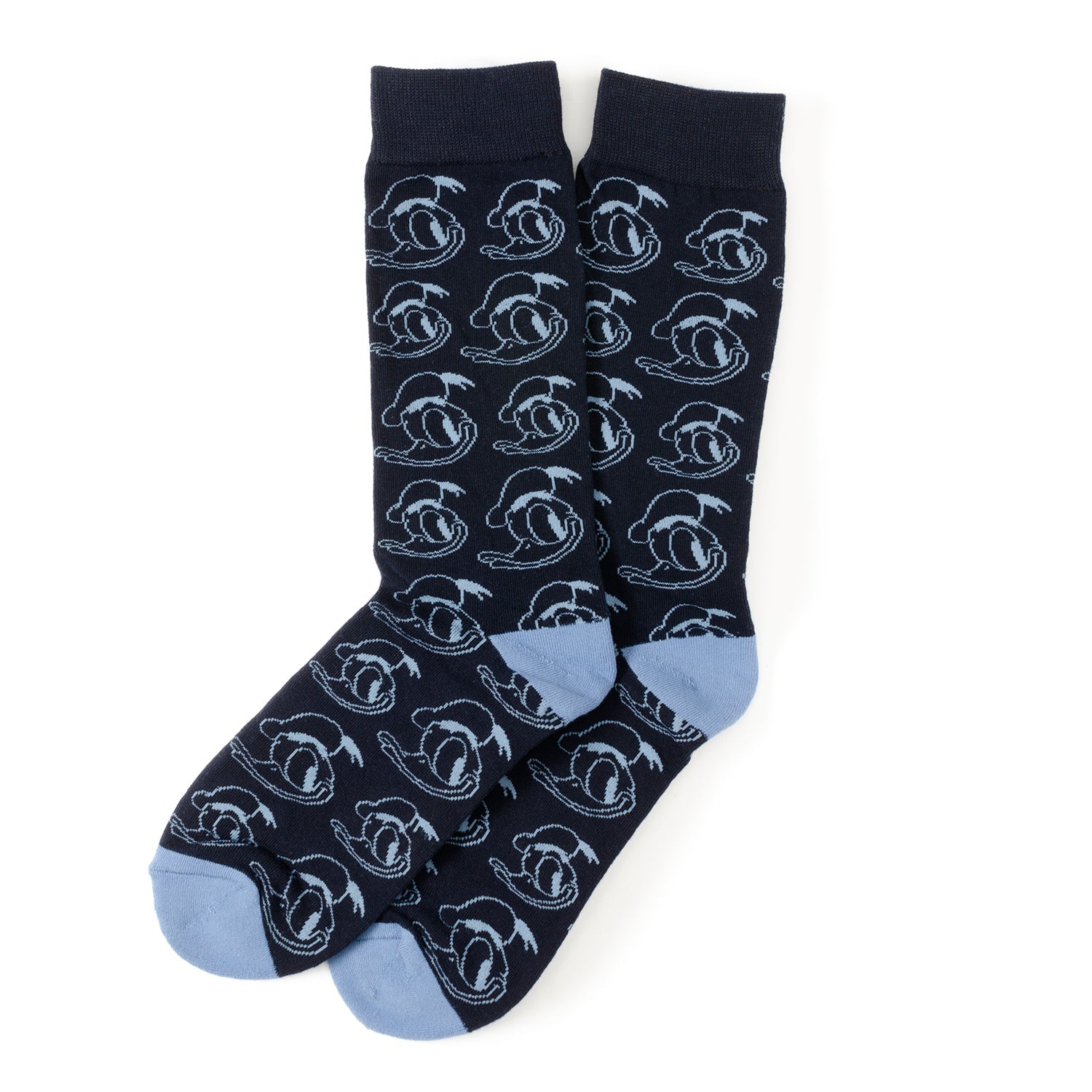 Disney Donald Duck Black Gift Set featuring three pairs of Donald Duck socks and a Mickey Mouse silhouette lapel pin. Officially licensed by Disney.