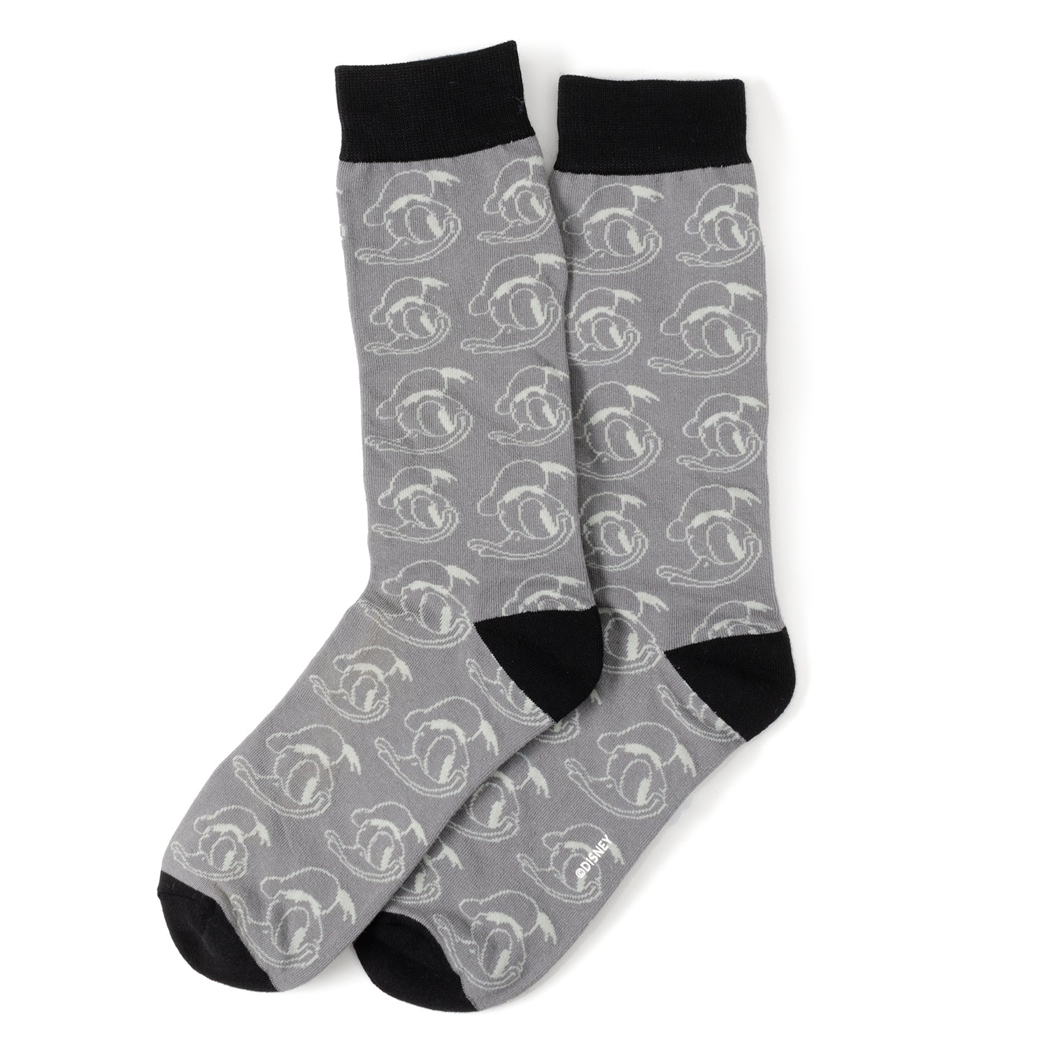 Disney Donald Duck Black Gift Set featuring three pairs of Donald Duck socks and a Mickey Mouse silhouette lapel pin. Officially licensed by Disney.