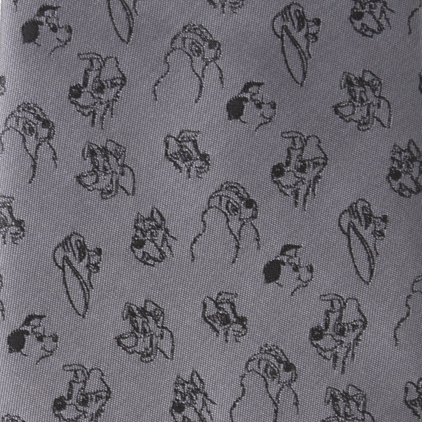 Pattern of black hand-drawn illustrations on a gray background Lady and the Tramp