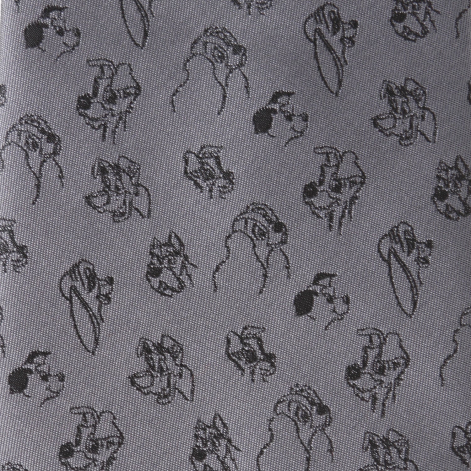 Pattern of black hand-drawn illustrations on a gray background Lady and the Tramp