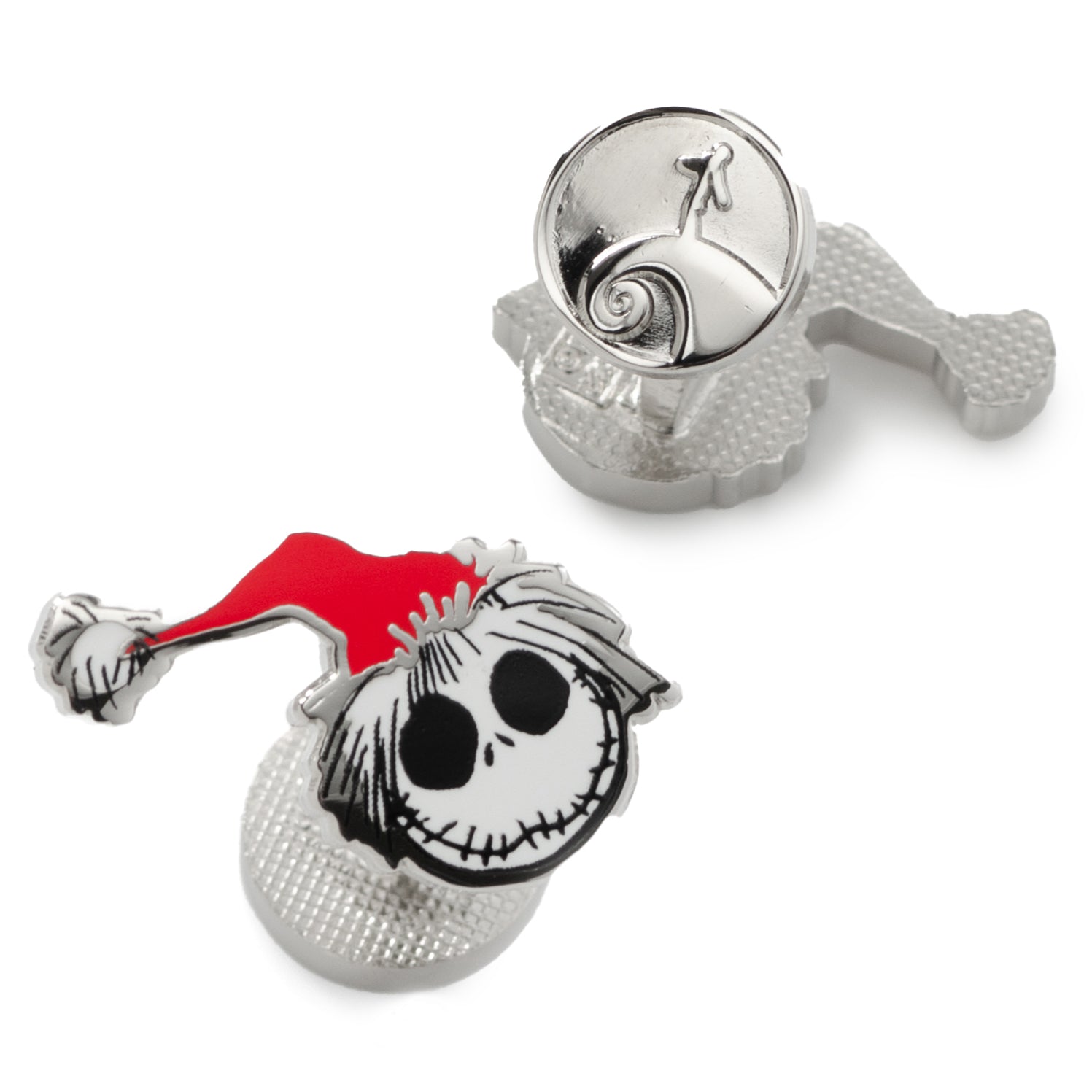 Nightmare Before Christmas holiday cufflinks with Santa hat