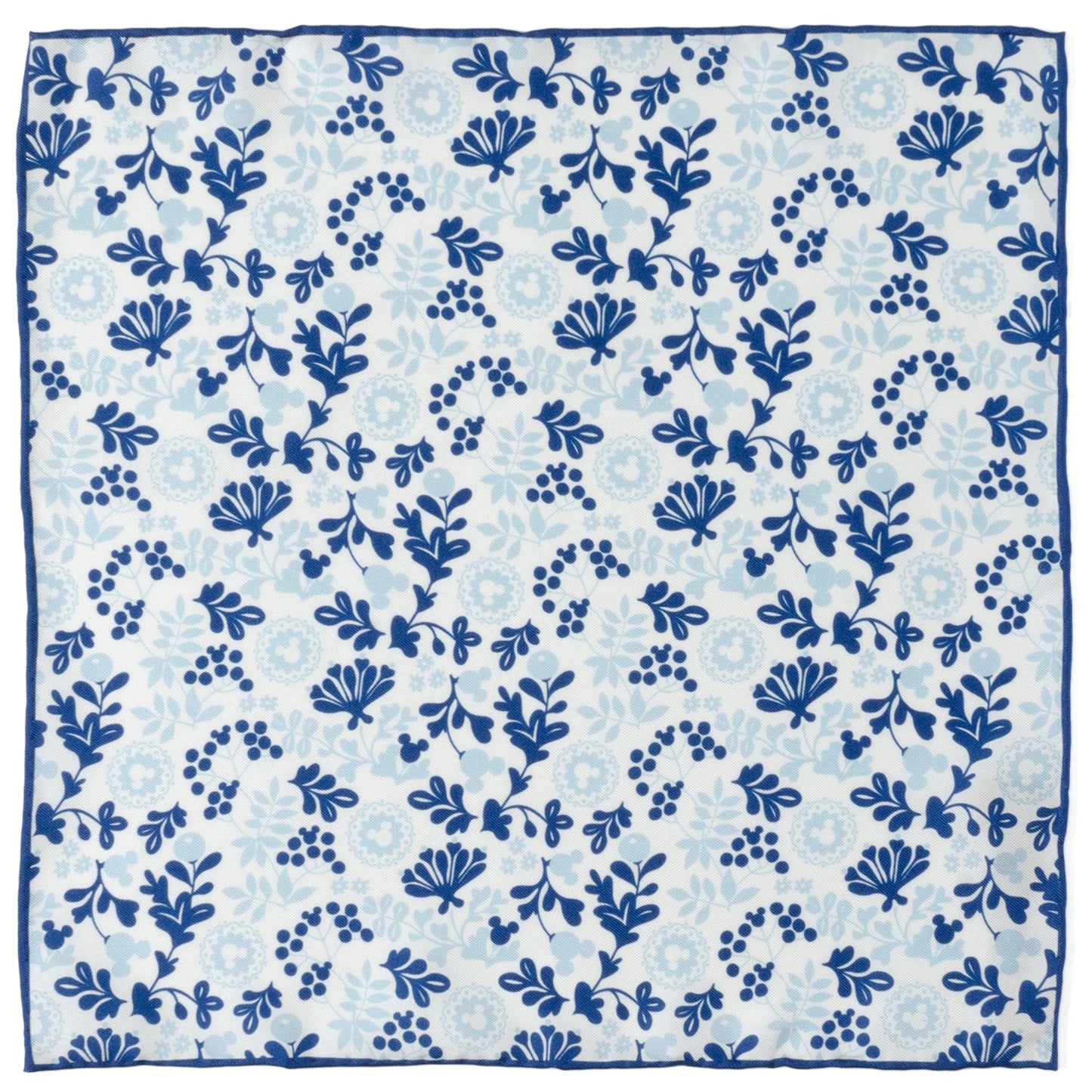 Blue floral pattern on a white background Mickey Mouse