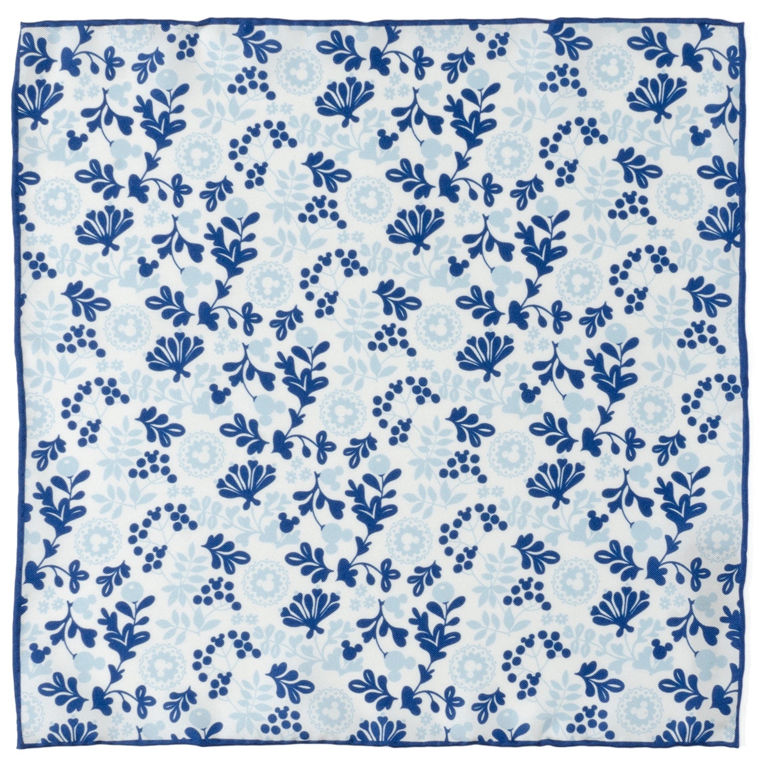 Blue floral pattern on a white background Mickey Mouse