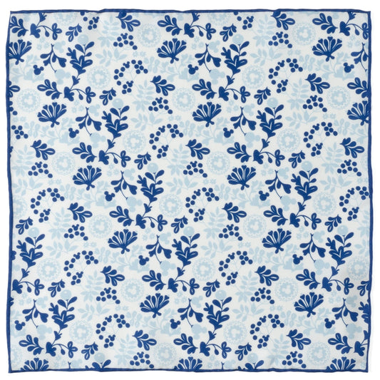 Blue floral pattern on a white background Mickey Mouse