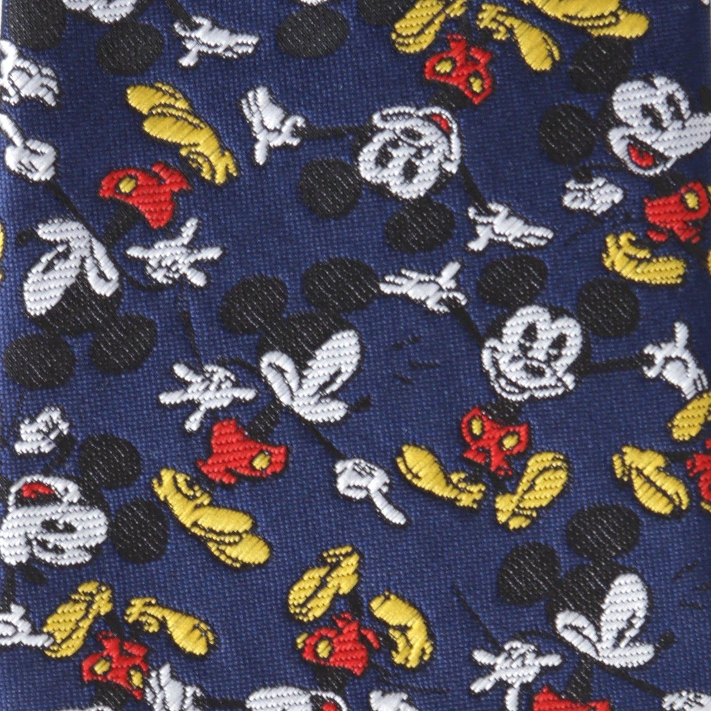 Patterned tie with cartoon characters on a blue background