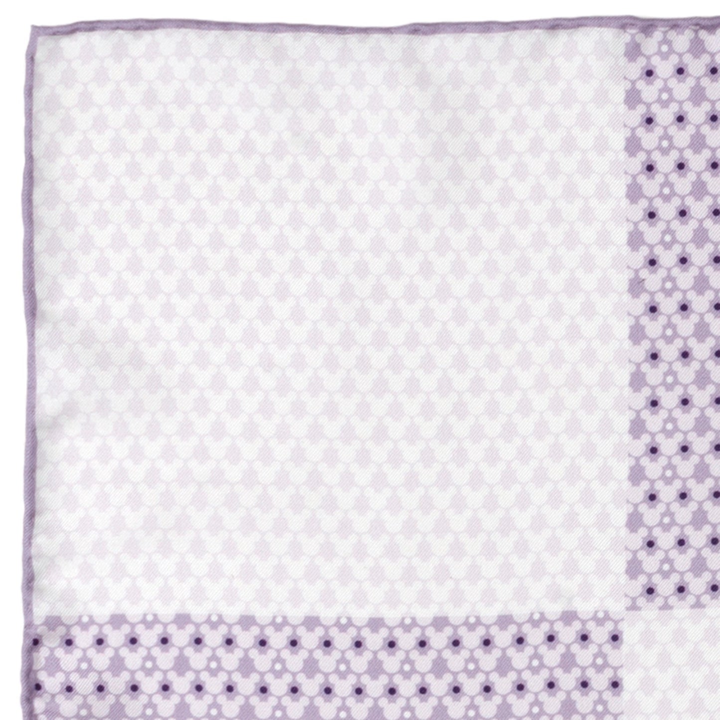 White fabric with purple floral border