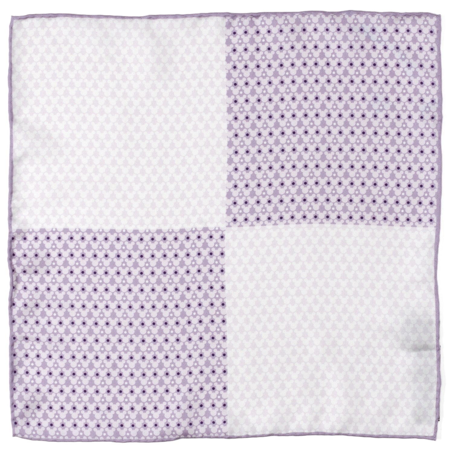 Patchwork quilt with purple and white patterns on a white background Hidden Mickey Mouse