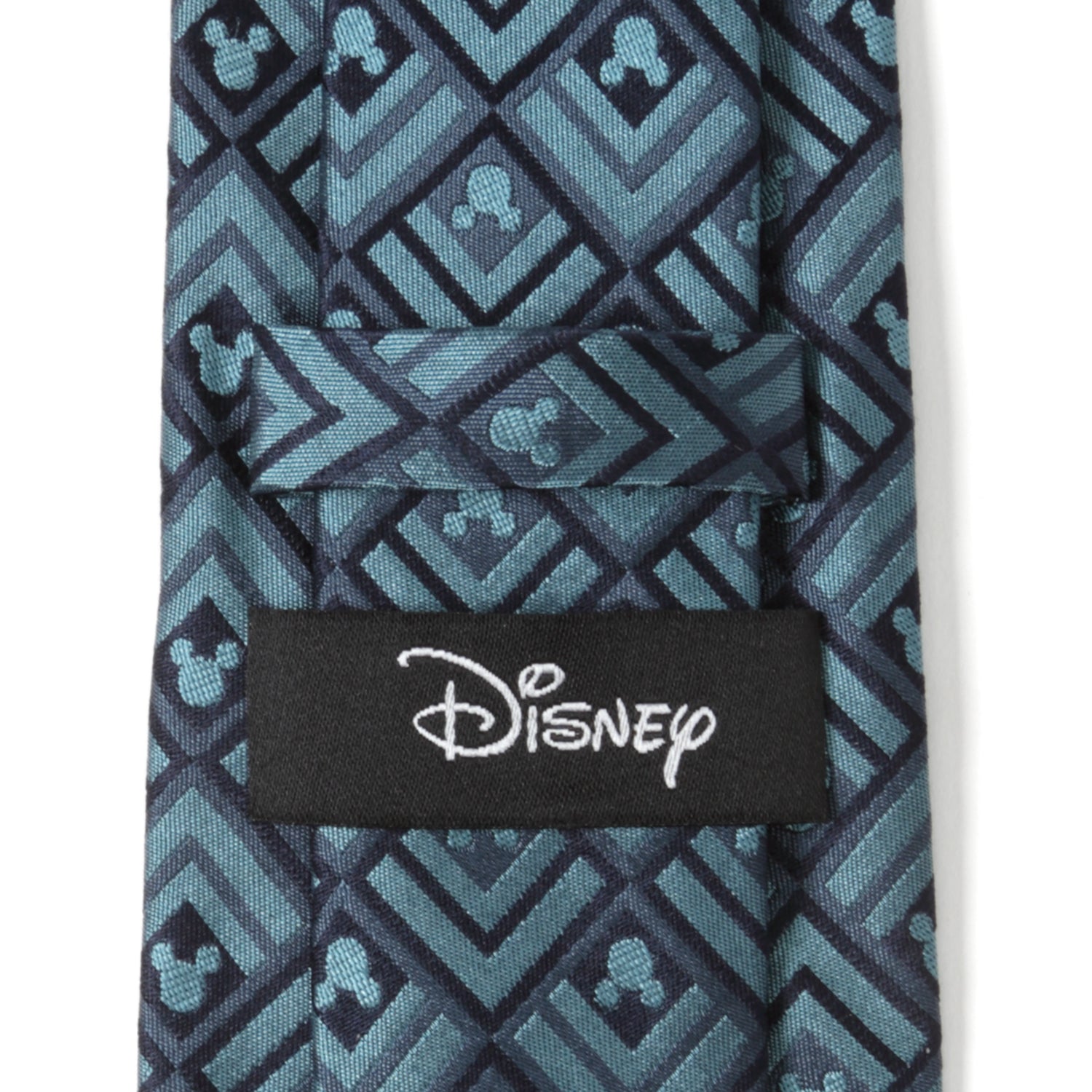 Blue patterned tie with Disney logo on a white background