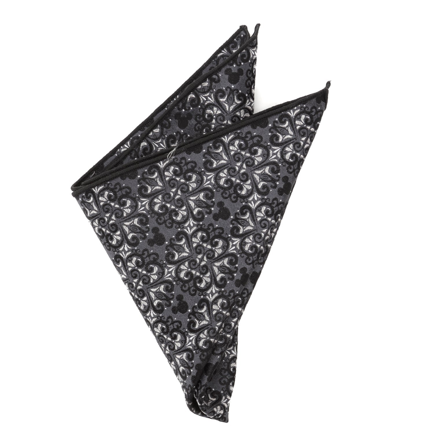 Black patterned pocket square on a white background Hidden Mickey house
