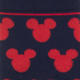 Navy blue socks with red Mickey Mouse heads pattern