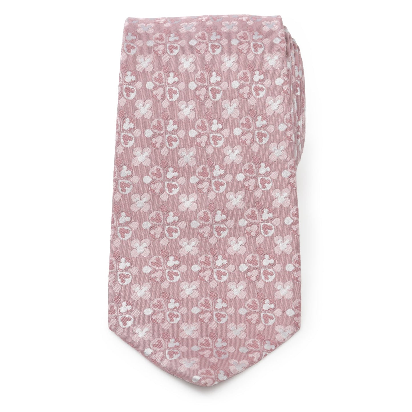 Pink floral patterned tie on a white background Hidden Micke Mouse