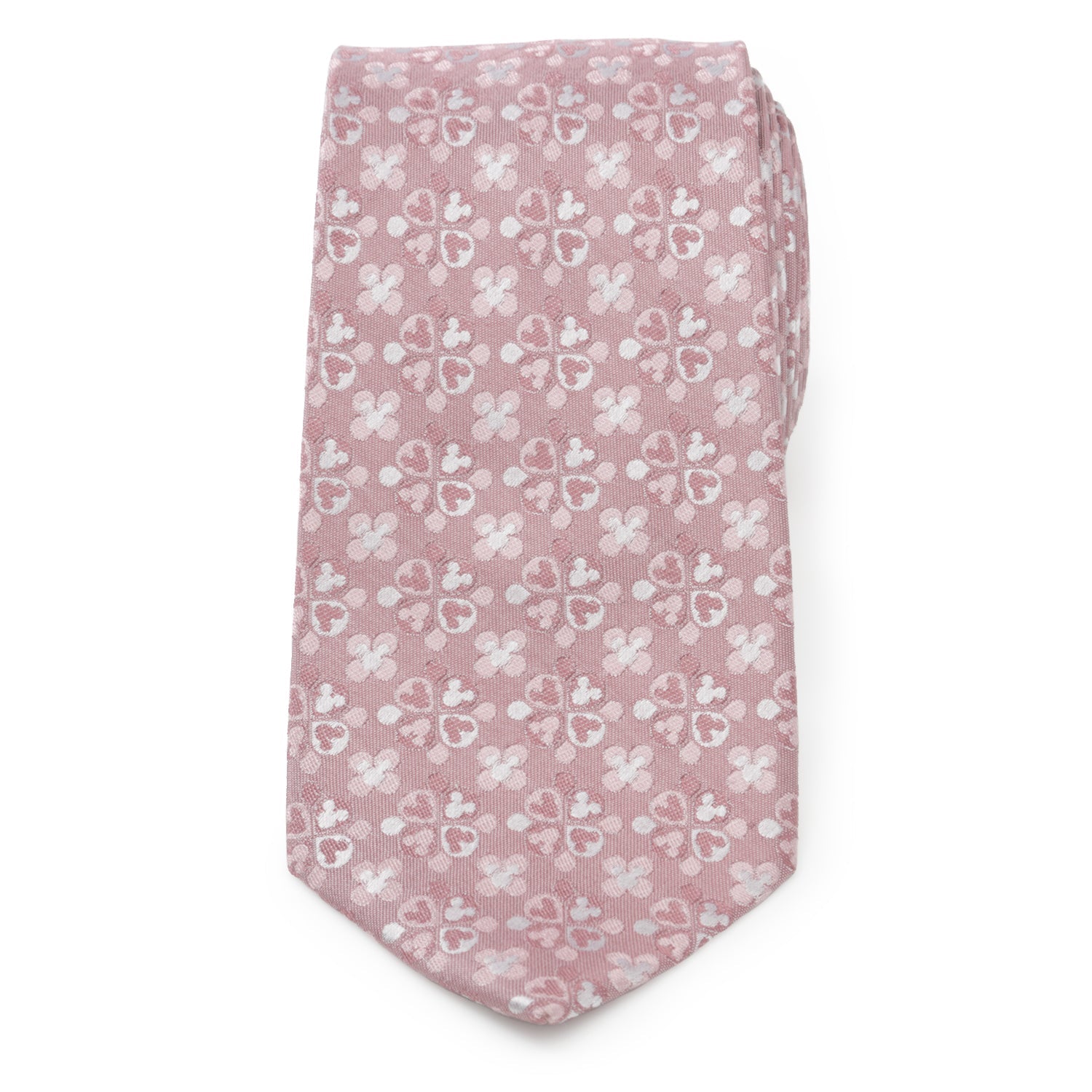 Pink floral patterned tie on a white background Hidden Micke Mouse