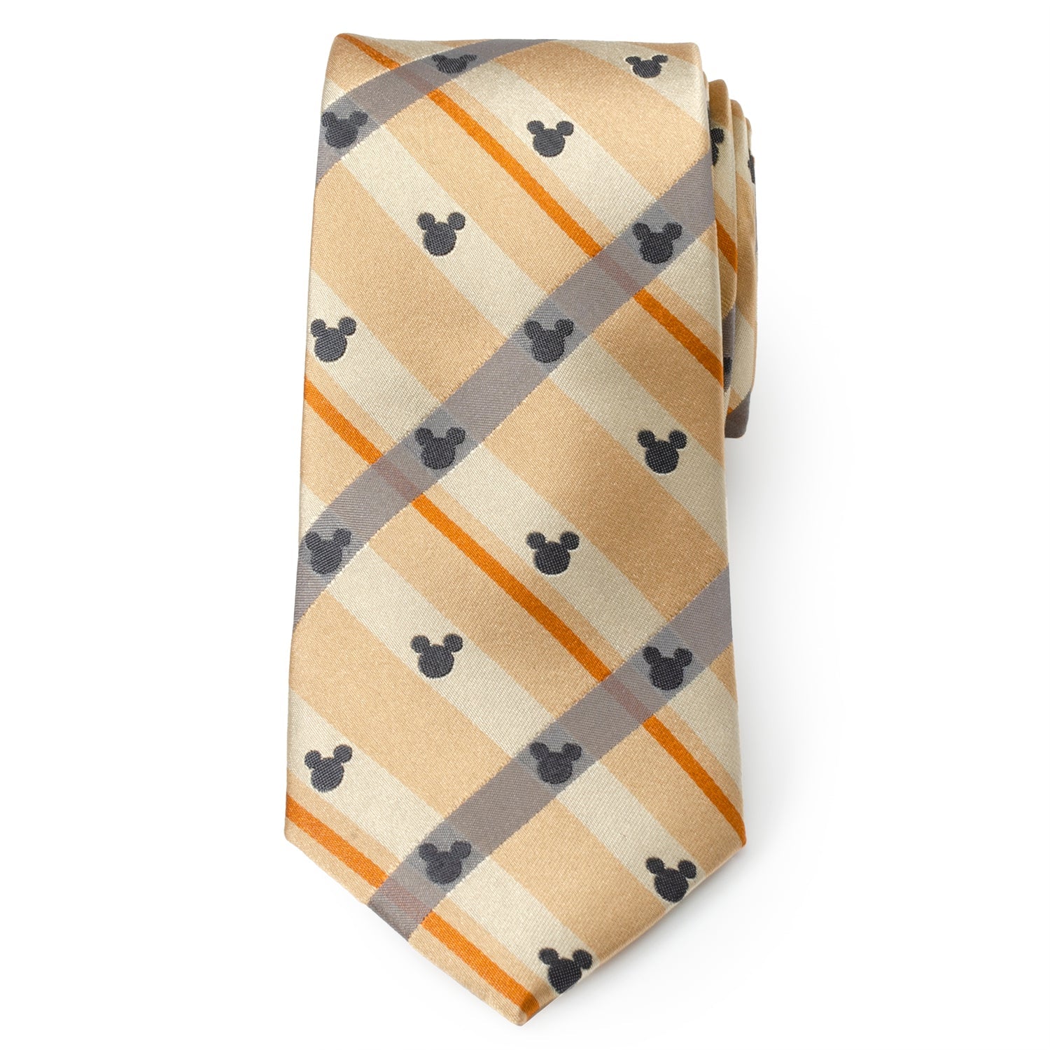 Plaid tie with Mickey Mouse icons on a white background
