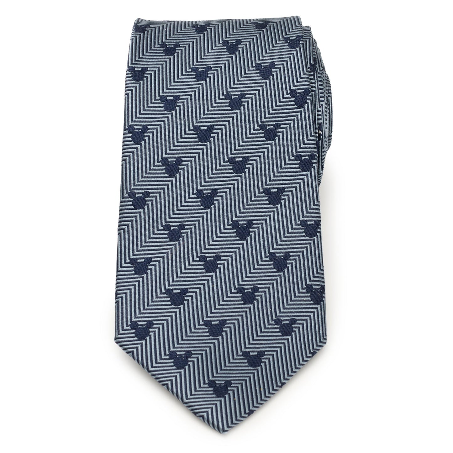 Navy patterned tie on a white background Mickey mouse
