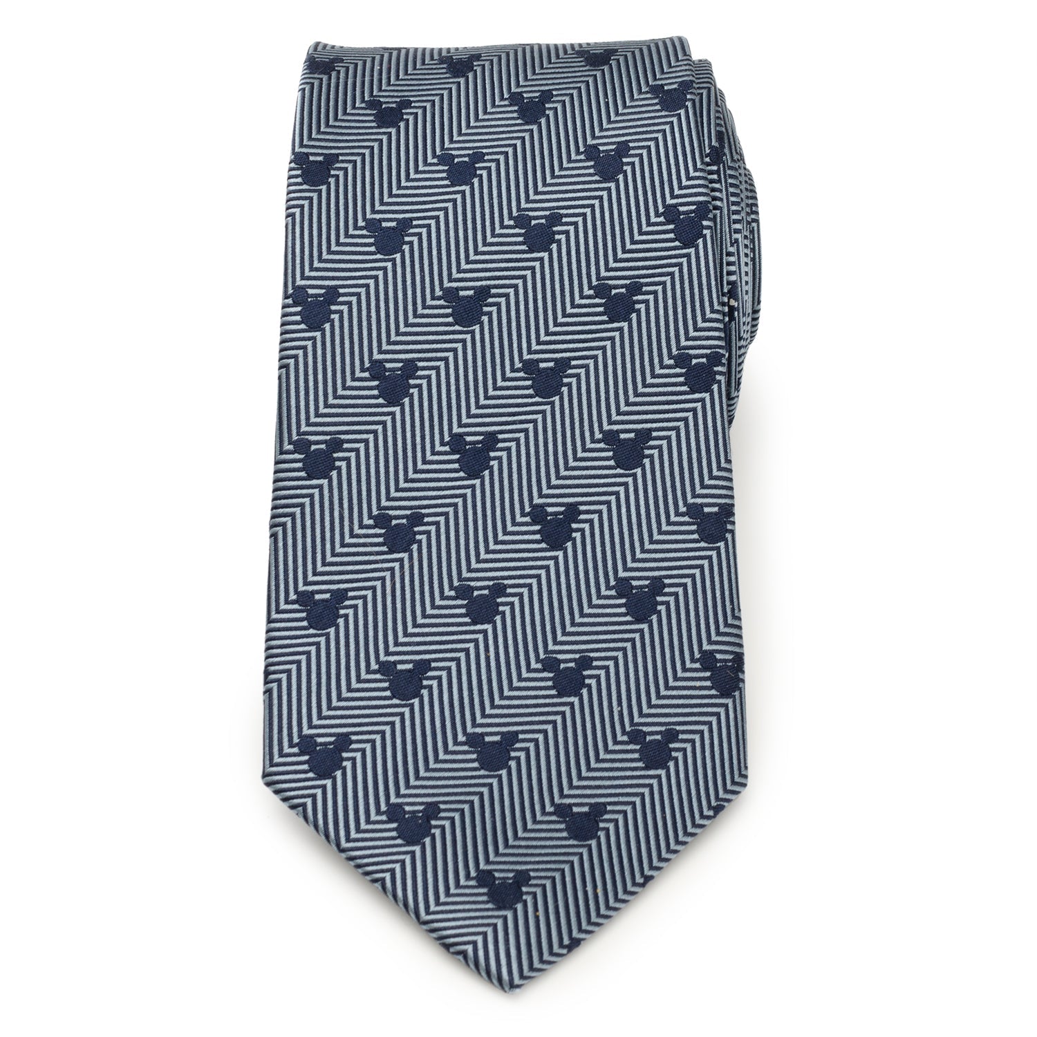 Navy patterned tie on a white background Mickey mouse