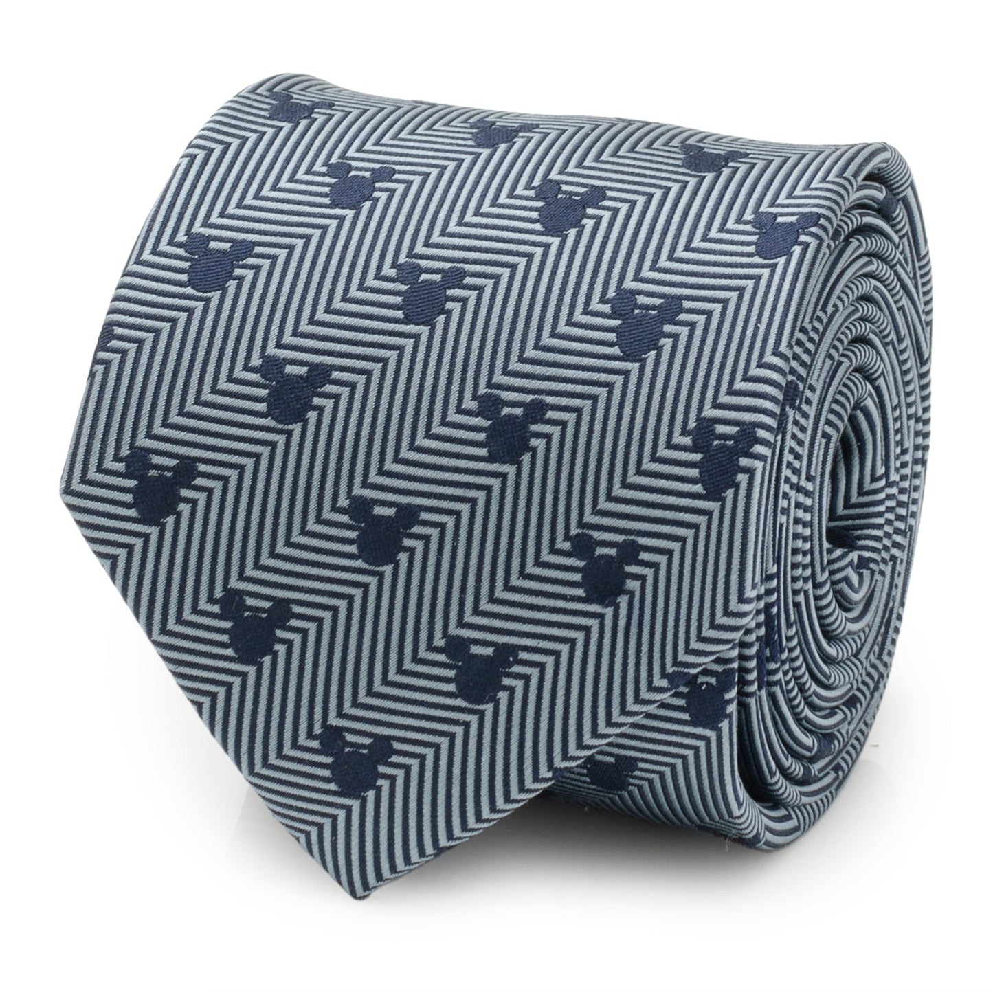 Blue tie with black pattern on a white background Mickey mouse