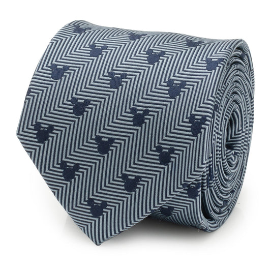 Blue tie with black pattern on a white background Mickey mouse