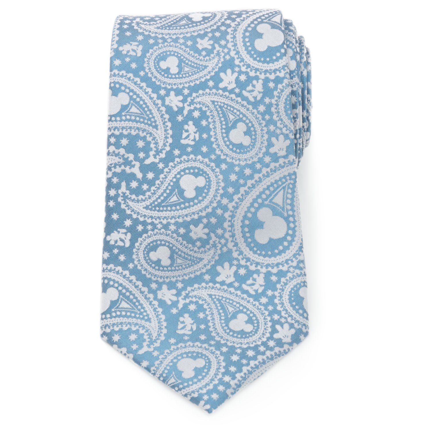 Blue paisley tie with white patterns on a white background Disney Mickey Mouse