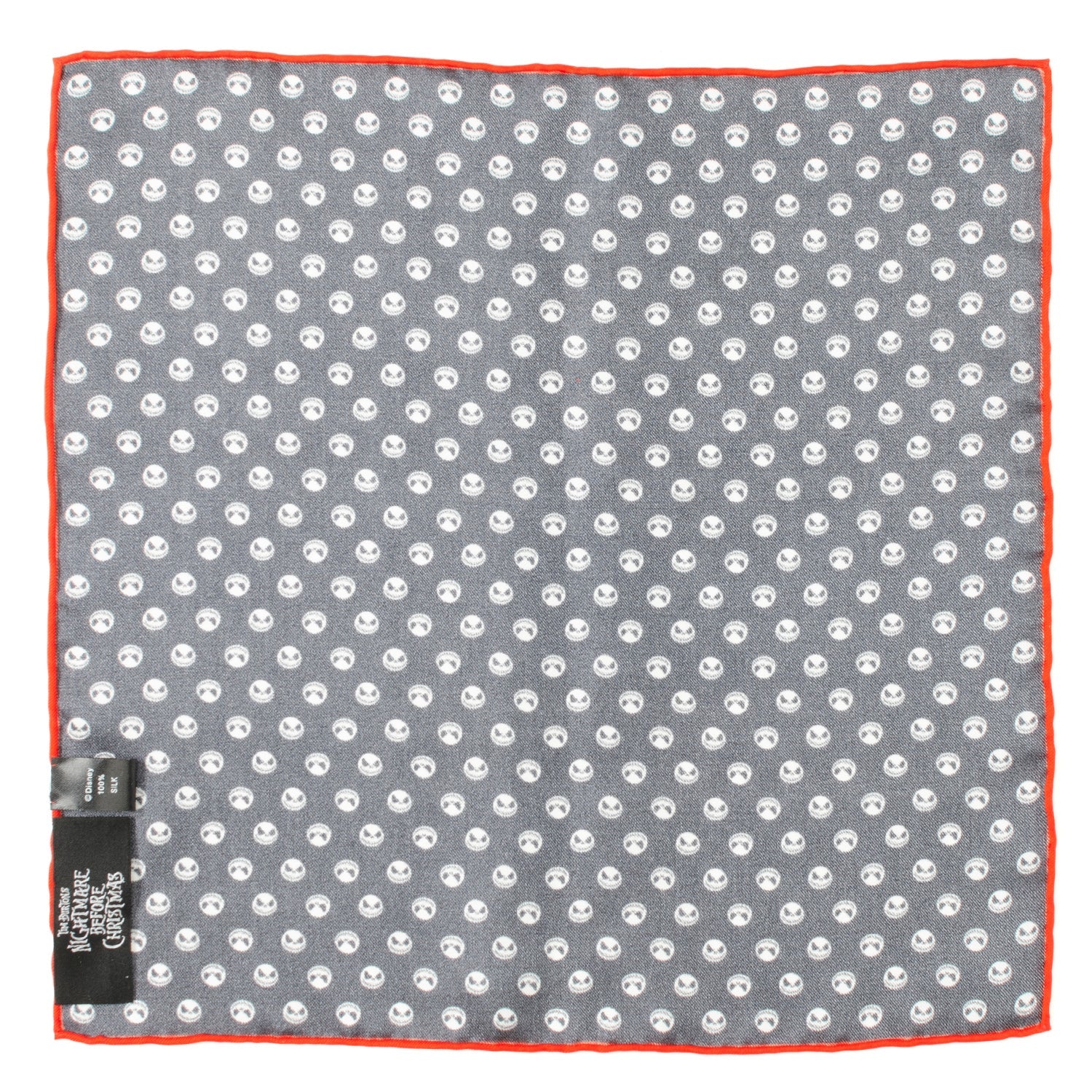 Jack Skellington printed pocket square close-up
