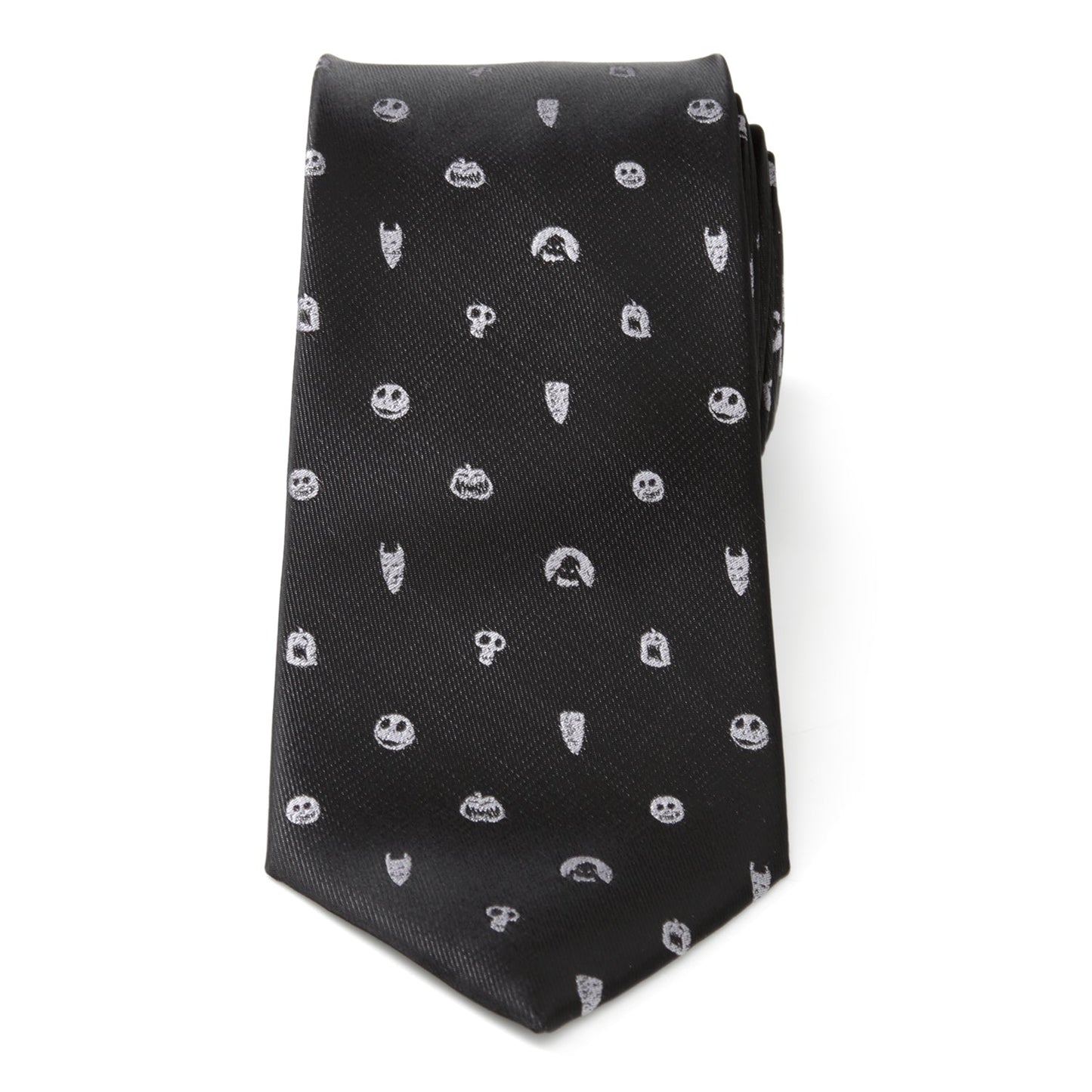 Black tie with white pattern on a white background Nightmare Before Christmas