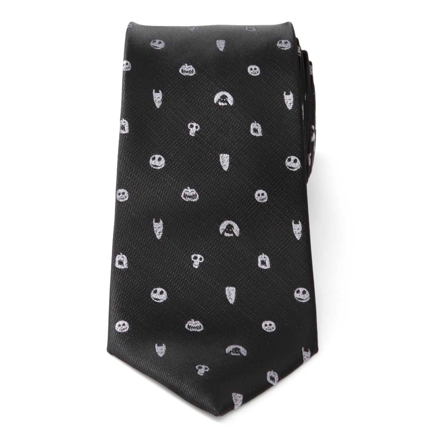 Black tie with white pattern on a white background Nightmare Before Christmas