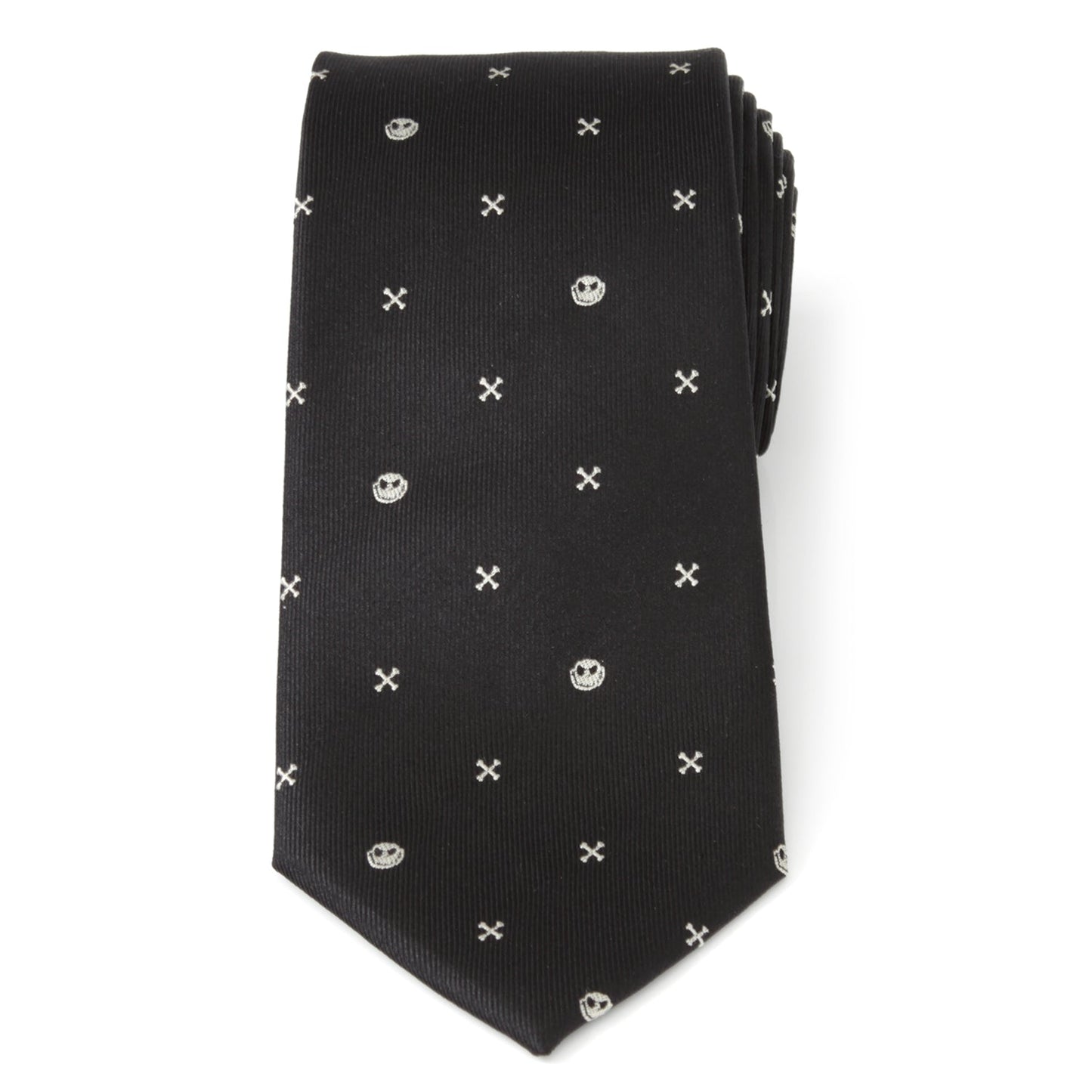 Disney Jack Skellington black silk tie with crossbones pattern