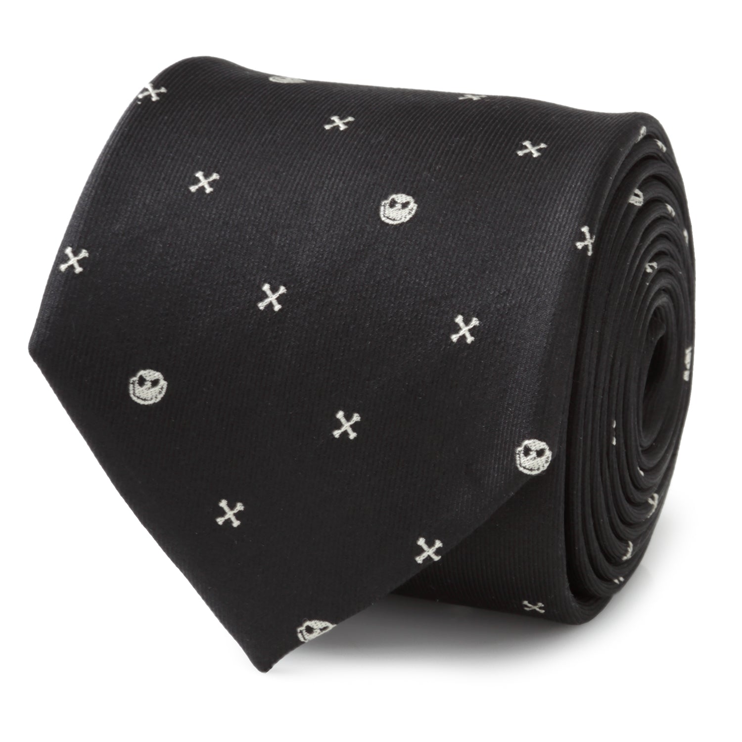 Disney Jack Skellington black silk tie with crossbones pattern