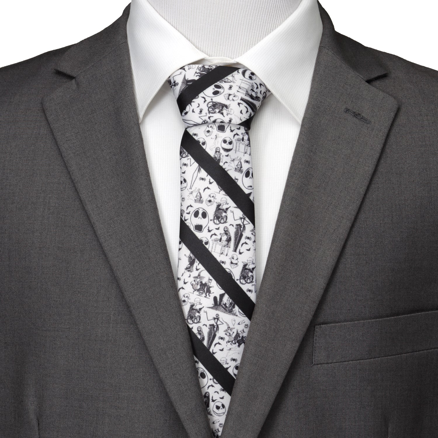Disney Jack Skellington black and white striped tie for men