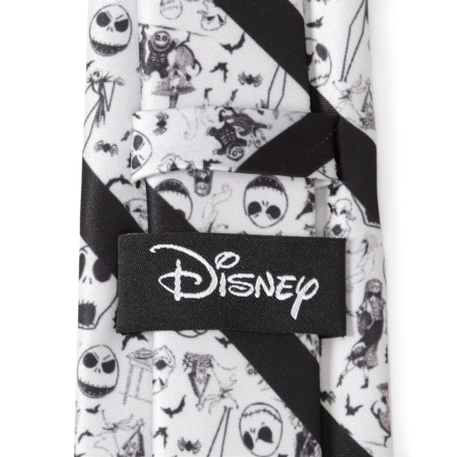 Disney tie with black and white pattern and Disney logo