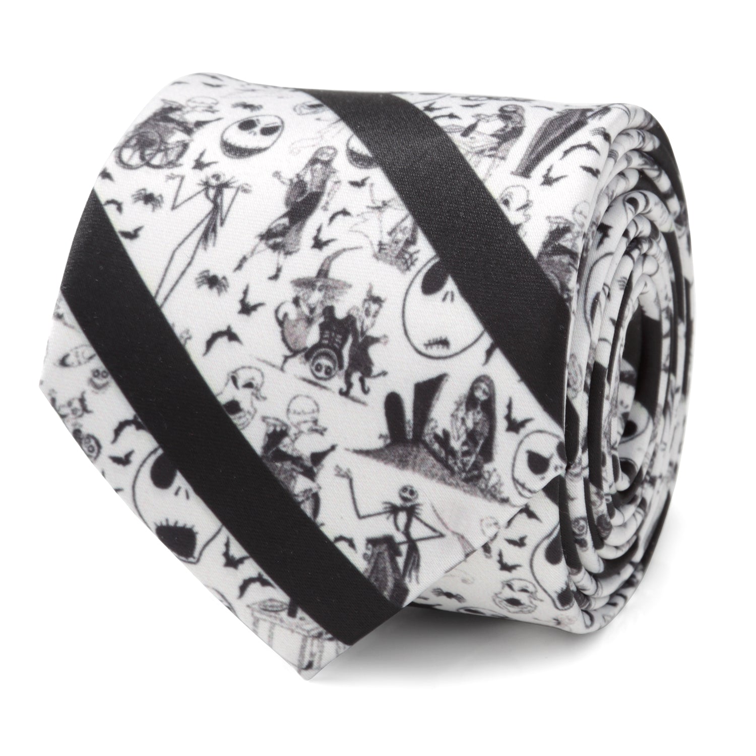 Disney Jack Skellington black and white striped tie for men